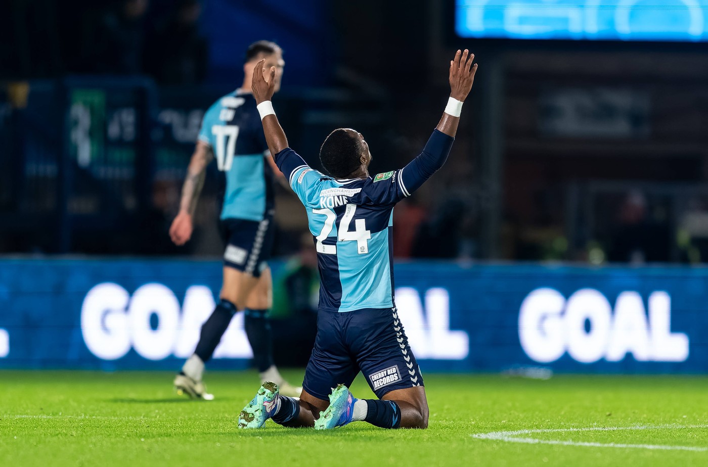 Richard Kone of Wycombe Wanderers celebrates his goal during the Carabao Cup match between Wycombe Wanderers and Aston Villa at Adams Park, High Wycombe, England on 24 September 2024. Copyright: xLiamxMcAvoyx PMI-6462-0224,Image: 912124366, License: Rights-managed, Restrictions: , Model Release: no, Credit line: Liam McAvoy / imago sportfotodienst / Profimedia