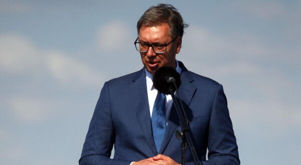 30, August, 2024, Belgrade - The unveiling ceremony of the plaque on the occasion of the completion of the works on the modernization of the "Nikola Tesla" Airport and the address of the two presidents. Aleksandar Vucic. Photo: A.K./ATAImages

30, avgust, 2024, Beograd - Ceremonija otkrivanja ploce povodom zavrsetka radova na modernizaciji Aerodroma "Nikola Tesla" i obracanje dvojice predsednika. Photo: A.K./ATAImages Photo: A.K./ATAImages/PIXSELL