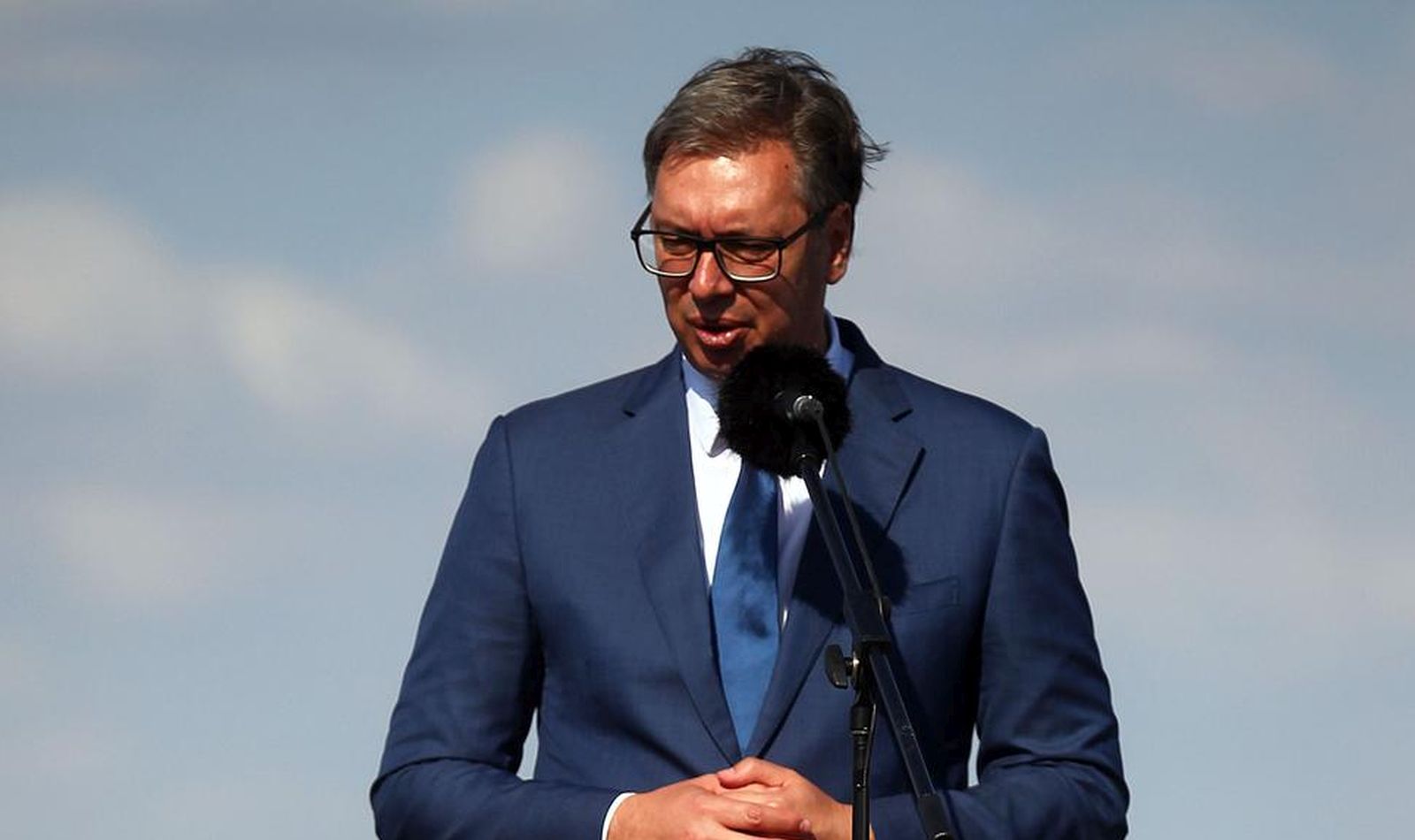 30, August, 2024, Belgrade - The unveiling ceremony of the plaque on the occasion of the completion of the works on the modernization of the "Nikola Tesla" Airport and the address of the two presidents. Aleksandar Vucic. Photo: A.K./ATAImages

30, avgust, 2024, Beograd - Ceremonija otkrivanja ploce povodom zavrsetka radova na modernizaciji Aerodroma "Nikola Tesla" i obracanje dvojice predsednika. Photo: A.K./ATAImages Photo: A.K./ATAImages/PIXSELL