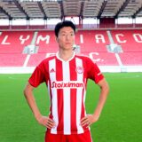 Greece Piraeus, new signing at Greek first division soccer club Olympiakos Piraeus, Ui jo Hwang, on the day of signing the contract on 26 08 2022 In the picture Ui jo Hwang at Giorgios Karaiskakis stadium of Piraeus Ui jo Hwang to Olympiakos Piraeus. ANE5664730