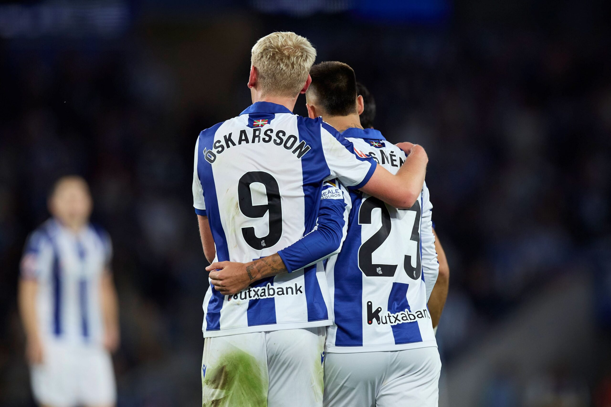 Real Sociedad v Valencia CF - LaLiga EA Sports Orri Oskarsson of Real Sociedad celebrates after scoring goal during the LaLiga EA Sports match between Real Sociedad and Valencia CF at Reale Arena on September 28, 2024, in San Sebastian, Spain. San Sebastian Reale Arena Basque Country Spain RL_RSOvVCF_000093 Copyright: xRicardoxLarreinax