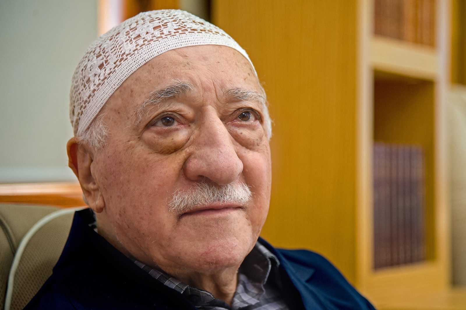 Fethullah Gulen sits among his guests during an afternoon prayer at his property in Saylorsburg. Donald Trump's white house explored cutting grants for a network of charter schools tied to Gulen.,Image: 479476929, License: Rights-managed, Restrictions: NC WEB BL LN, Model Release: no, Credit line: TOM GRALISH / Newscom / Profimedia