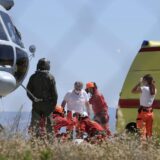 28.07.2020., Split - Iza 14 sati helikopterom MORH-a na splitski helidrom dovezena jedna osoba. Uz nju su stigli pripadnici HGSS-a.rPhoto:Ivo Cagalj/PIXSELL