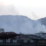 epa11642087 Smoke rises from a site following US-British airstrikes, in Sana'a, Yemen, 04 October 2024. US-British airstrikes on 04 October hit Houthi sites in three Yemeni cities, including Sana'a, Hodeidah and Dhamar, amid the escalation of the Houthi shipping attacks in the seas around Yemen and on targets in Israel, according to the Houthis-run Al-Masirah TV.  EPA/YAHYA ARHAB