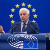 epa11648624 EU's High Representative for Foreign Affairs and Security Policy Josep Borrell (C) speaks during a debate on the 'Escalation of violence in the Middle East and the situation in Lebanon' during a session at the European Parliament in Strasbourg, France, 08 October 2024.  EPA/CHRISTOPHE PETIT TESSON