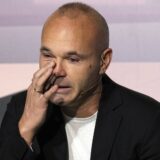 epa11648777 Spanish soccer player Andres Iniesta announces his retirement from professional soccer during the press conference held in Barcelona, Catalonia, Spain, 08 October 2024.  EPA/Alejandro Garcia