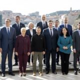 Dubrovnik, 09.10.2024 - Predsjednik Vlade Republike Hrvatske Andrej Plenković i predsjednik Ukrajine Volodimir Zelenski domaćini su 3. sastanka na vrhu Ukrajina – Jugoistočna Europa, u Hotelu Excelsior u Dubrovniku. Predsjednik Vlade Andrej Plenković i predsjednik Ukrajine Volodimir Zelenski dočekuju predsjednika država i vlada, 
foto HINA/ Damir SENČAR/ ds