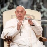 epa11661731 Pope Francis leads the weekly general audience in Saint Peter's Square, Vatican City, 16 October 2024.  EPA/GIUSEPPE LAMI