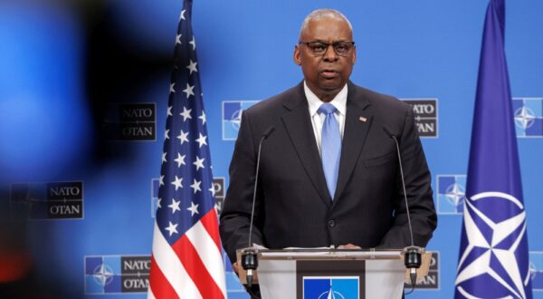 epa11666611 US Secretary of Defense Lloyd J. Austin III speaks during a press conference concluding the North Atlantic Treaty Organisation (NATO) Defense Ministers Council at NATO Headquarters in Brussels, Belgium, 18 October 2024. Allied Defence Ministers meet at NATO Headquarters in Brussels on 17 and 18 October 2024.  EPA/OLIVIER MATTHYS