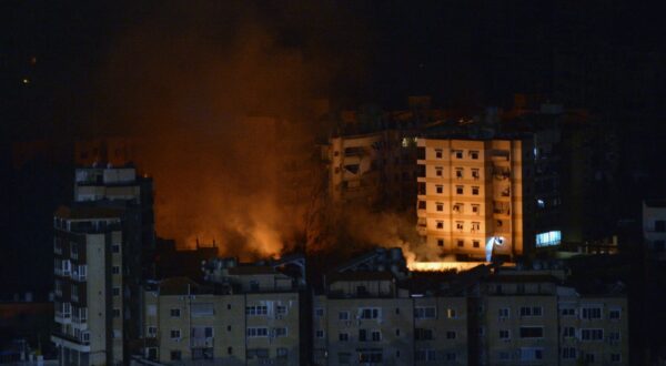 epa11678906 Flames and smoke rise from buildings as a result of Israeli airstrikes at Dahieh in the southern suburb of Beirut, Lebanon, early 24 October 2024. Israeli airstrikes hit Dahieh in the southern suburb of Beirut after the Israeli Army issued warnings to evacuate the buildings. According to the Lebanese Ministry of Health, more than 2,400 people have been killed and over 11,600 others have been injured in Lebanon since the start of recent escalations of hostilities.  EPA/WAEL HAMZEH