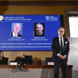 epa11648725 Professor Anders Irback speaks at a press conference at the Royal Swedish Academy of Sciences after announcing the winners of the 2024 Nobel Prize in Physics, in Stockholm, Sweden, 08 October 2024. The Royal Swedish Academy of Sciences has decided to award the Nobel Prize in Physics 2024 to John J. Hopfield and Geoffrey E. Hinton 'for foundational discoveries and inventions that enable machine learning with artificial neural networks', the Nobel statement reads.  EPA/Christine Olsson/TT  SWEDEN OUT