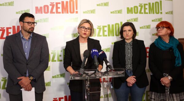 01.10.2024., Zagreb - Konferencija za medije povodom Medjunarodnog dana starijih osoba. Na konferenciji su o temi prava starijih osoba govorili koordinatorica stranke Mozemo! Sandra Bencic, te saborske zastupnice Rada Boric i Jelena Milos, kao i saborski zastupnik Marin Zivkovic. Photo: Goran Stanzl/PIXSELL