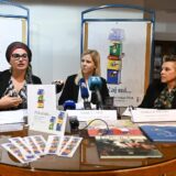 04.10.2024., Zagreb - U Gradskoj knjiznici odrzana je konferencija za medije u povodu manifestacije Mjesec hrvatske knjige. Srebrenka Peregrin, Sara Dzapo, Isabella Mauro Photo: Davorin Visnjic/PIXSELL