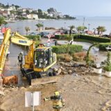 05.10.2024., Podgora - Jako nevrijeme gdje je palo do 140 litara kise po cetvornom metru strovilo je bujice na ulicama Podgore. Photo: Matko Begovic/PIXSELL