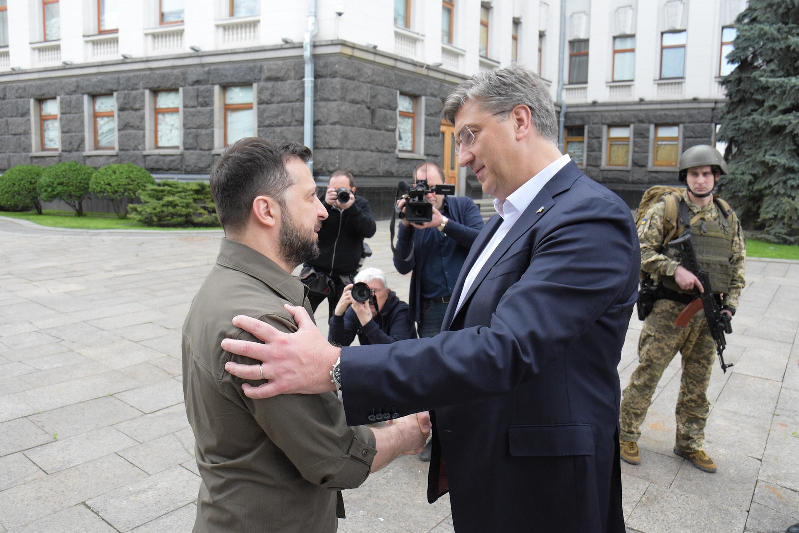 08.05.2022., Kijev, Ukrajina - Premijer Andrej Plenkovic posjetio Kijev gdje je odrzao sastanke s predsjednikom Ukrajine Volodimirom Zelenskim, predsjednikom Vlade Denisom Smyhalom i predsjednikom Vrhovne Rade Ruslanom Stefancukom. Photo: Vlada RH/PIXSELL