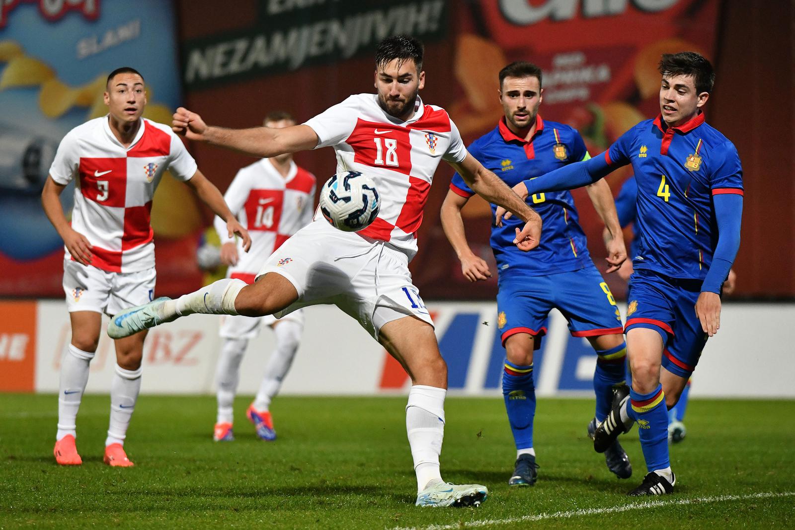 11.10.2024., Gradski stadion Ivan Kusek Apas, Koprivnica - Kvalifikacije za UEFA Europsko U-21 prvenstvo, skupina G, Hrvatska - Andora.
Photo: Vjeran Zganec Rogulja/PIXSELL Photo: Vjeran Zganec Rogulja/PIXSELL