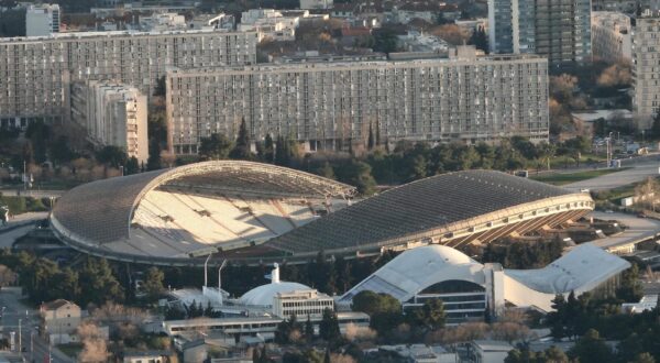 12.03.2023., Split - Pogled na poljudski stadion s padina Kozjaka. Photo: Ivo Cagalj/PIXSELL