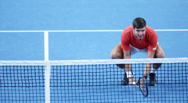 14.09.2024., Varazdin - Davis Cup Svjetska skupina I, susret Hrvatske i Litve. Mec parova izmedju Mate Pavica i Mili Poljicka protiv Edasa Butvilasa i Viliusa Gaubasa. Mili Poljicak Photo: Sanjin Strukic/PIXSELL