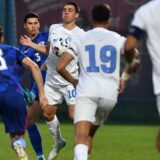 15.10.2024., Gradski stadion Ivan Kusek Apas, Koprivnica - Kvalifikacije za UEFA Europsko U-21 prvenstvo, skupina G, Hrvatska - Grcka. Dominik Prpic, Georgios Koutsias Photo: Vjeran Zganec Rogulja/PIXSELL