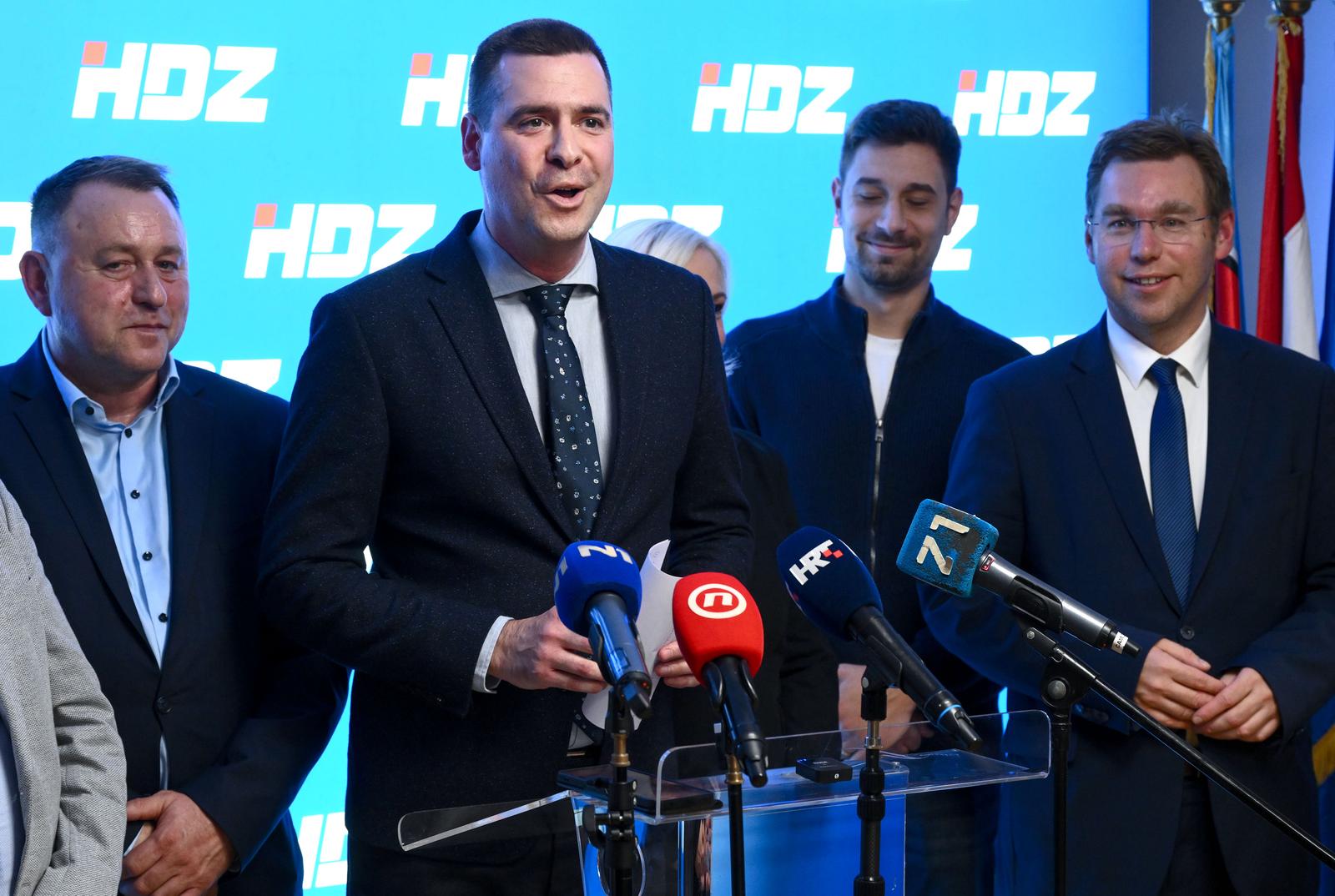 16.10.2024., Zagreb - Mislav Herman na konferenciji za medije u prostorijama Gradskog odbora HDZ-a u Gundulicevoj ulici najavio je kandidaturu za gradonacelnika Zagreba. Photo: Marko Lukunic/PIXSELL