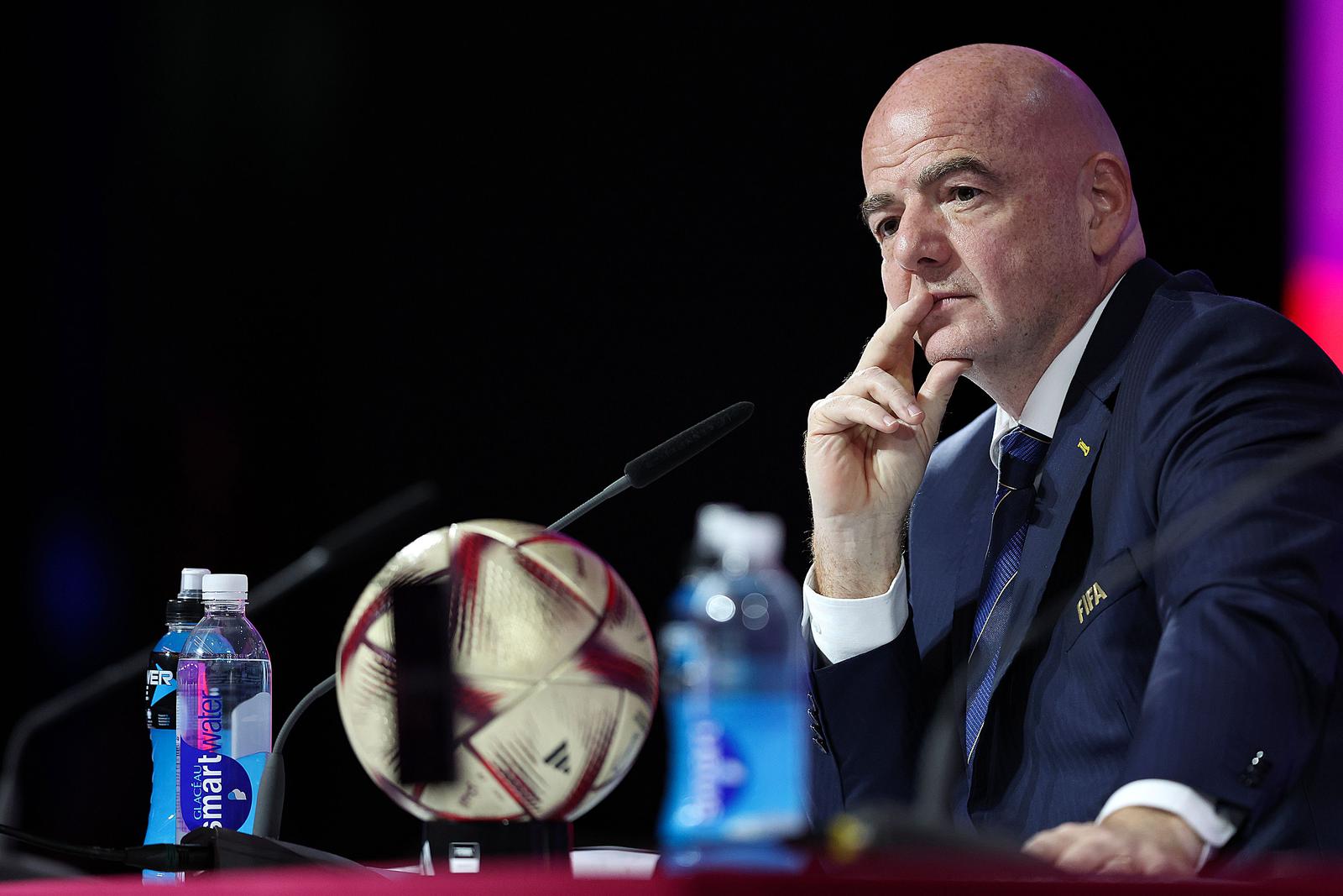 16.12.2022., Qatar National Convention Centre, QNCC, Doha, Katar - Zavrsna konferencija za medije na SP u Kataru. Predsjednik FIFA-e, Gianni Infantino i Bryan Swanson. 
 Photo: Goran Stanzl/PIXSELL