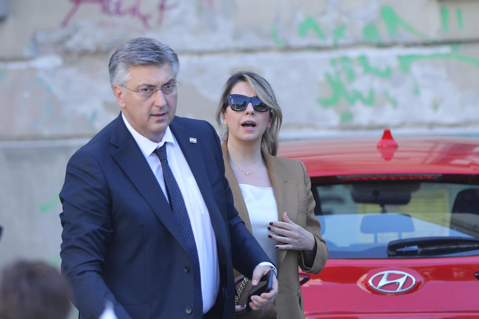 EKSKLUZIVNO 18.05.2024., Zagreb - Premijer Andrej Plenkovic i supruga Ana Maslac Plenkovic snimljeni ispred Crkve Svetog Blaza. Photo: Luka Batelic/PIXSELL