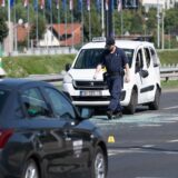 25.08.2024., Zagreb - Prometna nesreca na krizanju Avenije Veceslava Holjevca i Slavonske avenije kod zgrade Nacionslane i sveucilisne knjiznice. Policija provodi ocevid. Photo: Davor Puklavec/PIXSELL