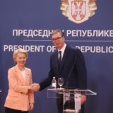 25, October, 2024, Belgrade - Statements for the media by the President of the Republic of Serbia, Aleksandar Vucic, and the President of the European Commission, Ursula von der Leyen. Ursula Von Der Leyen , Aleksandar Vucic. Photo: F.S./ATAImages 

25, oktobar, 2024, Beograd - Izjave za medije predsednika Republike Srbije Aleksandra Vucica i predsednice Evropske komisije Ursule fon der Lajen. Photo: F.S./ATAImages