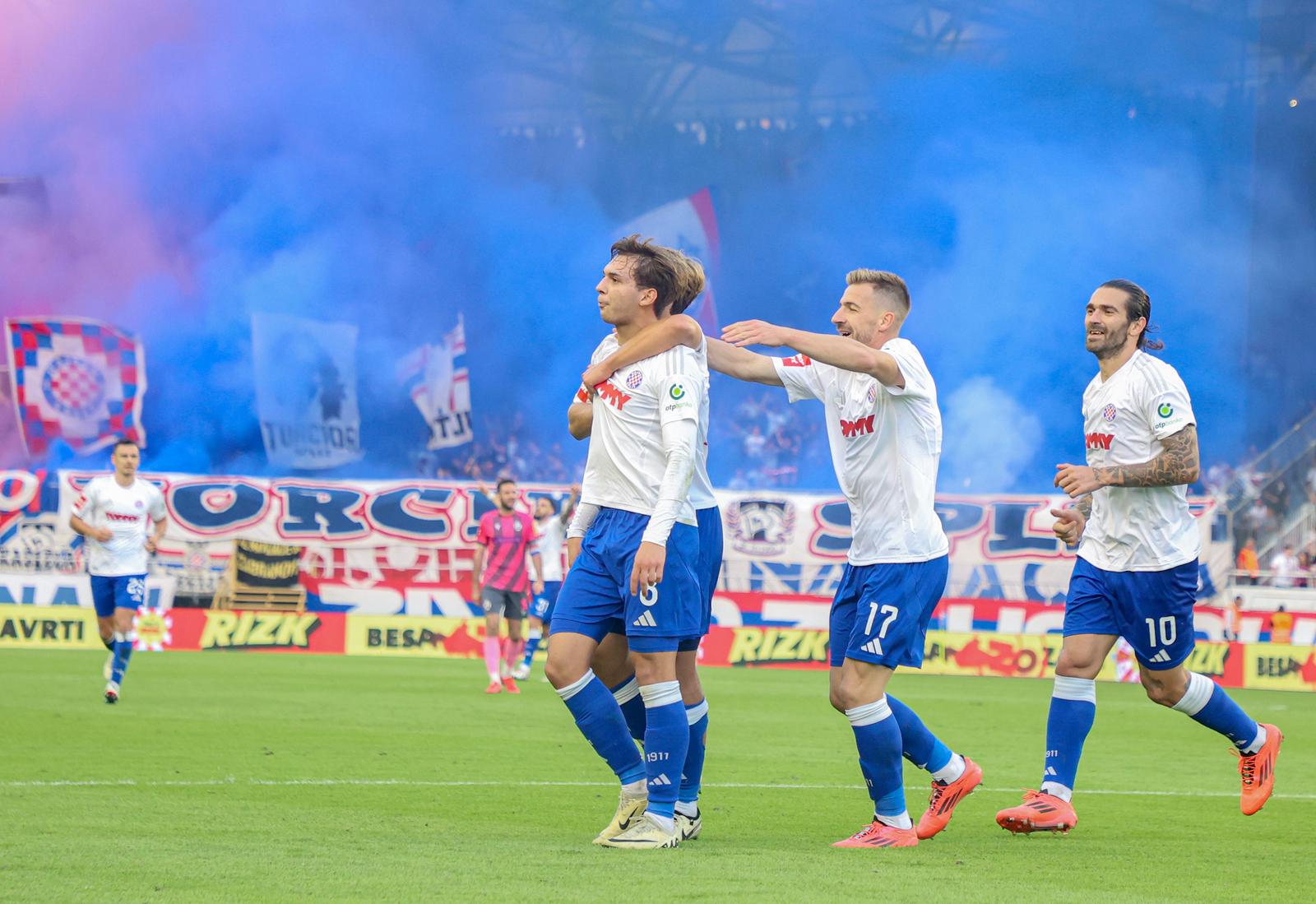 26.10.2024., Split- Stadion Poljud- SuperSport HNL, 11. kolo, HNK Hajduk - NK Lokomotiva
Sigur za 2:1 Photo: Ivana Ivanovic/PIXSELL