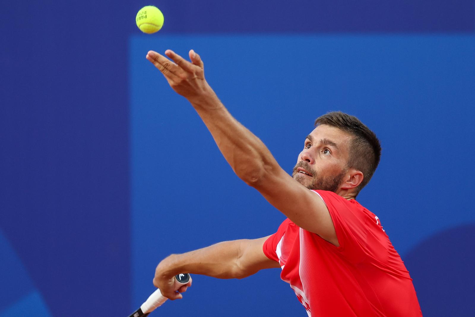 29.07.2024., Pariz, Francuska - XXXIII. Olimpijske igre Pariz 2024. Tenis. Mec 1. kola muskih parova izmedju Nikole Mektica i Mate Pavica (Hrvatska) protiv Jana Lennarda Struffa i Dominika Koefpera (Njemacka). Nikola Mektic Photo: Igor Kralj/PIXSELL