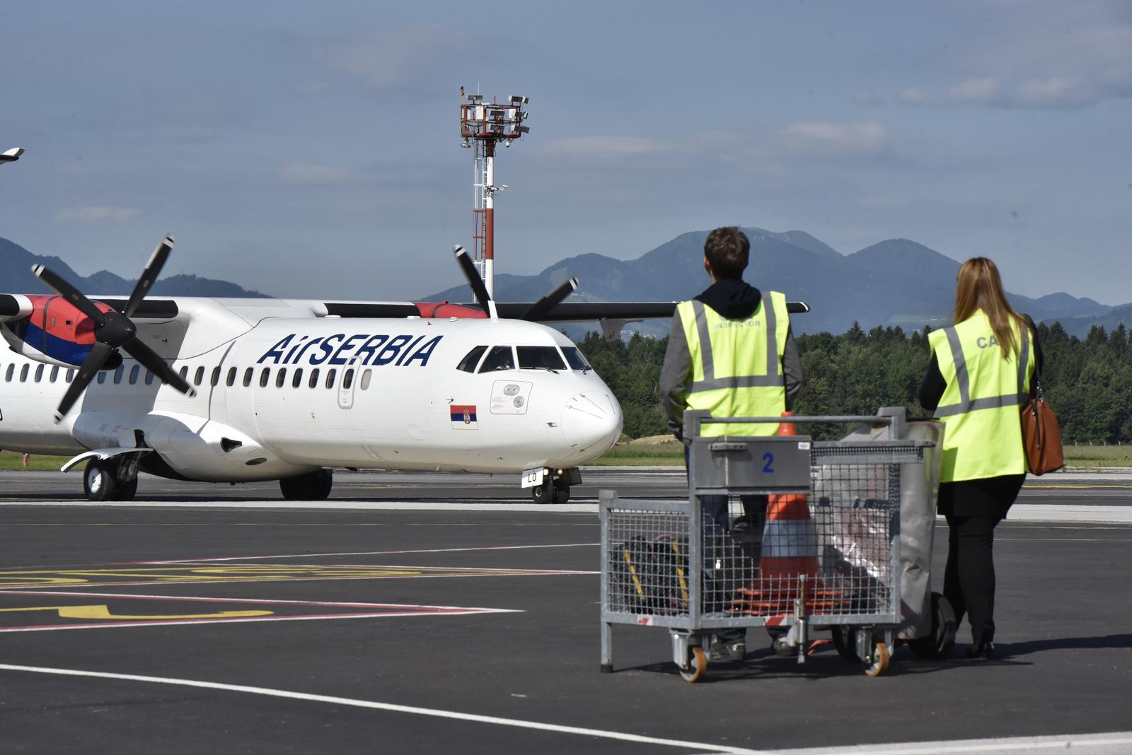 29.05.2020., Slovenija, Brnik - Dolazak prvog putnickog zrakoplova Air Srbija u zracnu luku Brnik po ukidanju mjera vezanih uz epidemiju koronavirusa. Photo: Ziga ZivuloviC jr./FA Bobo/PIXSELL