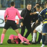 Soccer Football - Super Lig - MKE Ankaragucu v Caykur Rizespor - Eryaman Stadium - Ankara, Turkey - December 11, 2023 MKE Ankaragucu President Faruk Koca reacts as the referee Halil Umut Meler lies on the ground at the end of their Super Lig home match against Caykur Rizespor REUTERS/Abdurrahman Antakyali/Depo Photo TURKEY OUT. NO COMMERCIAL OR EDITORIAL SALES IN TURKEY. Photo: Depo Photos/REUTERS