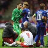 Soccer Football - UEFA Nations League - Group A1 - Poland v Croatia - PGE Narodowy, Warsaw, Poland - October 15, 2024 Croatia's Dominik Livakovic reacts after being shown a red card for a foul on Poland's Robert Lewandowski REUTERS/Kacper Pempel Photo: KACPER PEMPEL/REUTERS