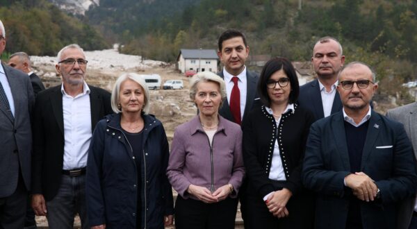 24.10.2024., Jablanica - Predsjedateljica Vijeca ministara BiH Borjana Kristo i predsjednica Europske komisije Ursula von der Leyen obisli mjesto Donju Jablanicu koje je najteze pogodjenjo katastrofalnim poplavama.  Photo: Denis Kapetanovic/PIXSELL