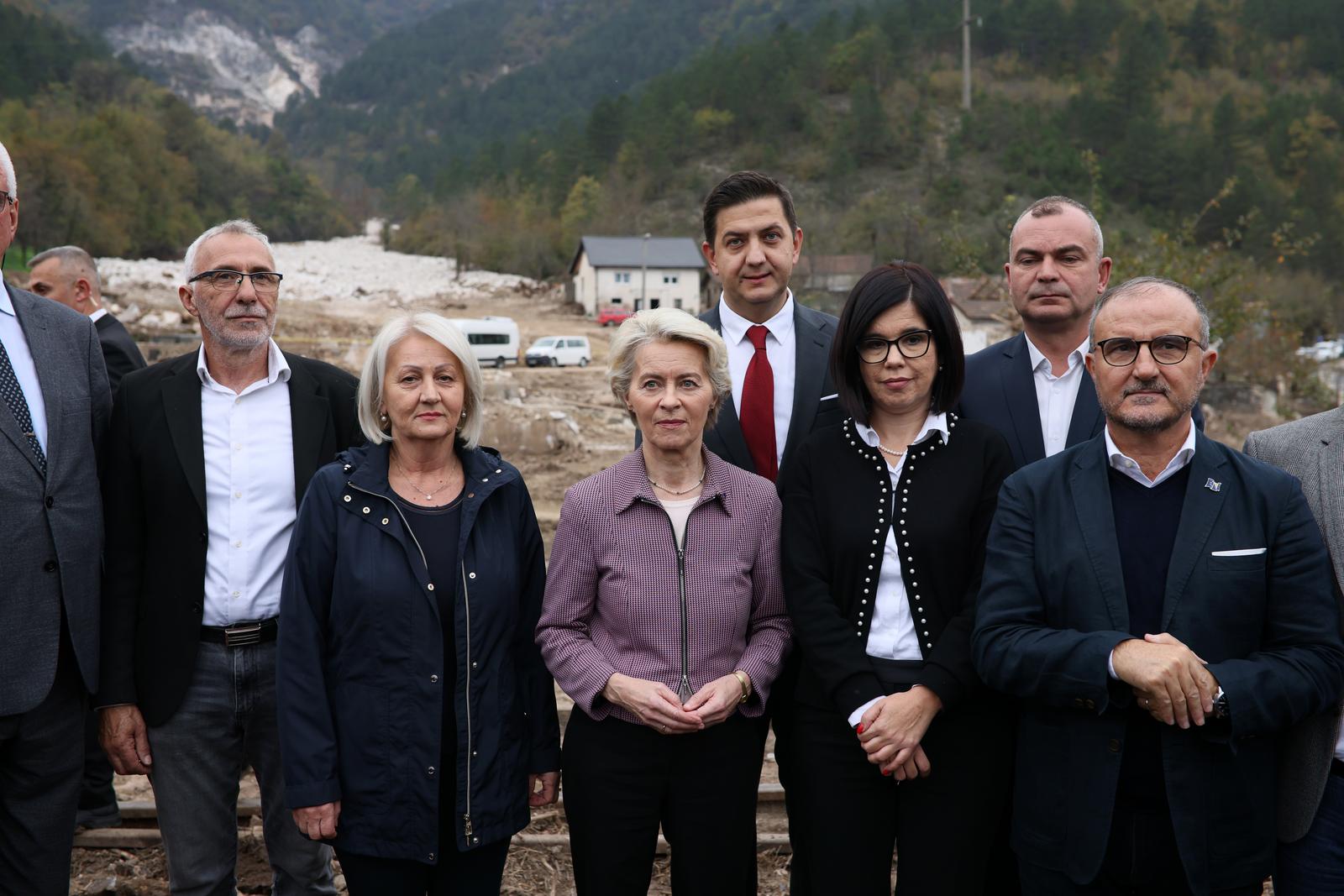 24.10.2024., Jablanica - Predsjedateljica Vijeca ministara BiH Borjana Kristo i predsjednica Europske komisije Ursula von der Leyen obisli mjesto Donju Jablanicu koje je najteze pogodjenjo katastrofalnim poplavama.  Photo: Denis Kapetanovic/PIXSELL