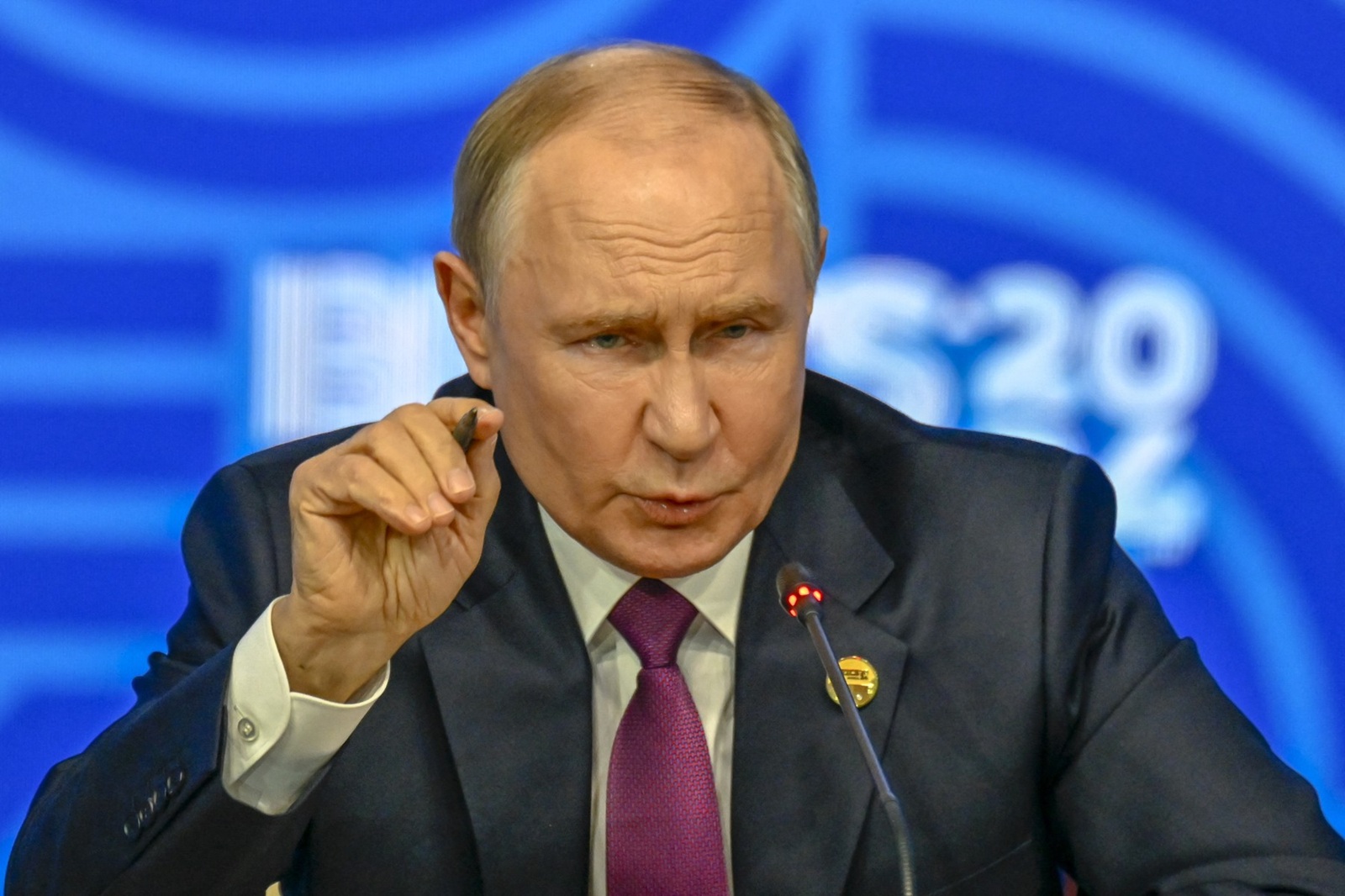 KAZAN, RUSSIA - OCTOBER 24: President of Russia Vladimir Putin answers the questions of the press members at a press conference held as part of the 16th BRICS Summit in Kazan, Russia on October 24, 2024. Sefa Karacan / Anadolu/ABACAPRESS.COM,Image: 925889348, License: Rights-managed, Restrictions: , Model Release: no, Credit line: AA/ABACA / Abaca Press / Profimedia