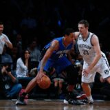 NEW YORK, USA- NOVEMBER 09:  Channing Frye (L) of Orlando Magic  in action against Mirza Teletovic of Brooklyn Nets during an NBA basketball game at Barclays Center on November 9, 2014, in New York, USA. (Cem Ozdel - Anadolu Agency),Image: 210557048, License: Rights-managed, Restrictions: , Model Release: no, Credit line: CEM OZDEL / AFP / Profimedia