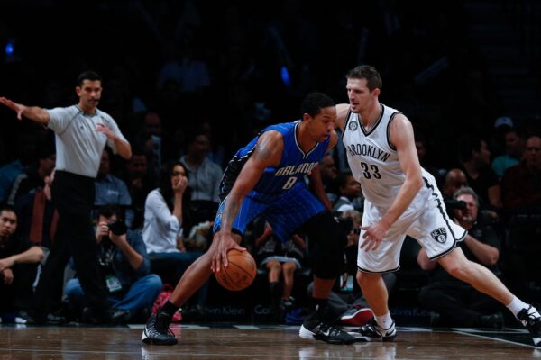 NEW YORK, USA- NOVEMBER 09:  Channing Frye (L) of Orlando Magic  in action against Mirza Teletovic of Brooklyn Nets during an NBA basketball game at Barclays Center on November 9, 2014, in New York, USA. (Cem Ozdel - Anadolu Agency),Image: 210557048, License: Rights-managed, Restrictions: , Model Release: no, Credit line: CEM OZDEL / AFP / Profimedia