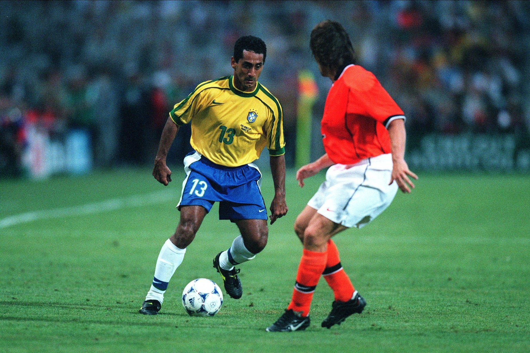 Ze Carlos & Zenden  Brazil V Holland  07 July 1998     Date: 07 July 1998,Image: 418243034, License: Rights-managed, Restrictions: Please use full Credit line: Mary Evans/Allstar/Stewart Kendall. **WARNING**! This Photograph May Only Be Used For Newspaper And/Or Magazine Editorial Purposes. May Not Be Used For Publications Involving 1 player, 1 Club Or 1 Competition Without Written Au, Model Release: no, Credit line: Mary Evans/Allstar/Stewart Kenda / Mary Evans Picture Library / Profimedia