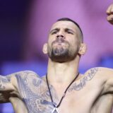 LAS VEGAS, NEVADA - APRIL 12: Aleksandar Rakic of Austria poses on the scale during the UFC 300 ceremonial weigh-in at MGM Grand Garden Arena on April 12, 2024 in Las Vegas, Nevada.   Carmen Mandato,Image: 864420422, License: Rights-managed, Restrictions: , Model Release: no, Credit line: Carmen Mandato / Getty images / Profimedia