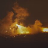 A picture taken from northern Israel, along the border with southern Lebanon, on September 30, 2024 shows a fire following Israeli bombardment on an area of south Lebanon. The Israeli military said Tuesday troops have started 