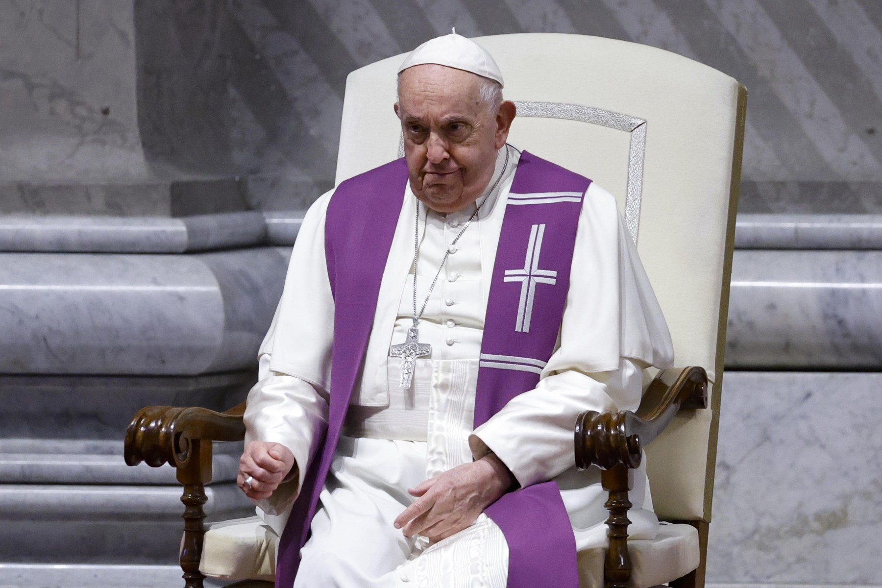 October 1, 2024, Vatican City, VATICAN: Pope Francis during a penitential vigil in preparation of the opening session of the 16th Ordinary General Assembly of the Synod of Bishops, Vatican 1 October 2024. ANSA/FABIO FRUSTACI,Image: 914765722, License: Rights-managed, Restrictions: * Italy Rights Out *, Model Release: no, Credit line: Fabio Frustaci / Zuma Press / Profimedia