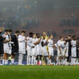 Sturm Graz's players acknowledge their fans at the end of the UEFA Champions League football match between SK Sturm Graz and Club Brugge KV in Klagenfurt, Austria on October 2, 2024.,Image: 915529605, License: Rights-managed, Restrictions: Austria OUT
SOUTH TYROL OUT, Model Release: no, Credit line: ERWIN SCHERIAU / AFP / Profimedia