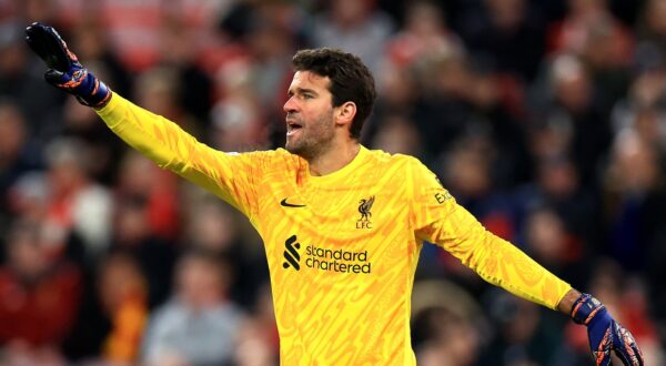 October 2, 2024, Liverpool: Liverpool, England, 2nd October 2024. Alisson Becker of Liverpool reacts during the UEFA Champions League match at Anfield, Liverpool.,Image: 915700606, License: Rights-managed, Restrictions: * United Kingdom Rights OUT *, Model Release: no, Credit line: Jessica Hornby / Zuma Press / Profimedia