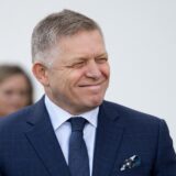 Slovakia’s Prime Minister Robert Fico smiles prior to a trilateral meeting of Slovakia, Serbia and Hungary in Komarno, Slovakia on October 22, 2024. Their meeting is said to focus on illegal migration, the protection of the European Union's external borders, and the cooperation between the EU and the Western Balkan countries.,Image: 924756312, License: Rights-managed, Restrictions: , Model Release: no, Credit line: JOE KLAMAR / AFP / Profimedia