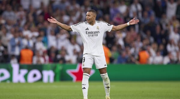 October 22, 2024, Madrid, Spain: Kylian Mbappe of Real Madrid CF gestures during the 2024/2025 UEFA Champions League week 3 football match between Real Madrid CF and Borussia Dortmund at Santiago Bernabeu stadium. Final score: Real Madrid CF 5 : 2 Borussia Dortmund,Image: 925303856, License: Rights-managed, Restrictions: , Model Release: no, Credit line: Federico Titone / Zuma Press / Profimedia