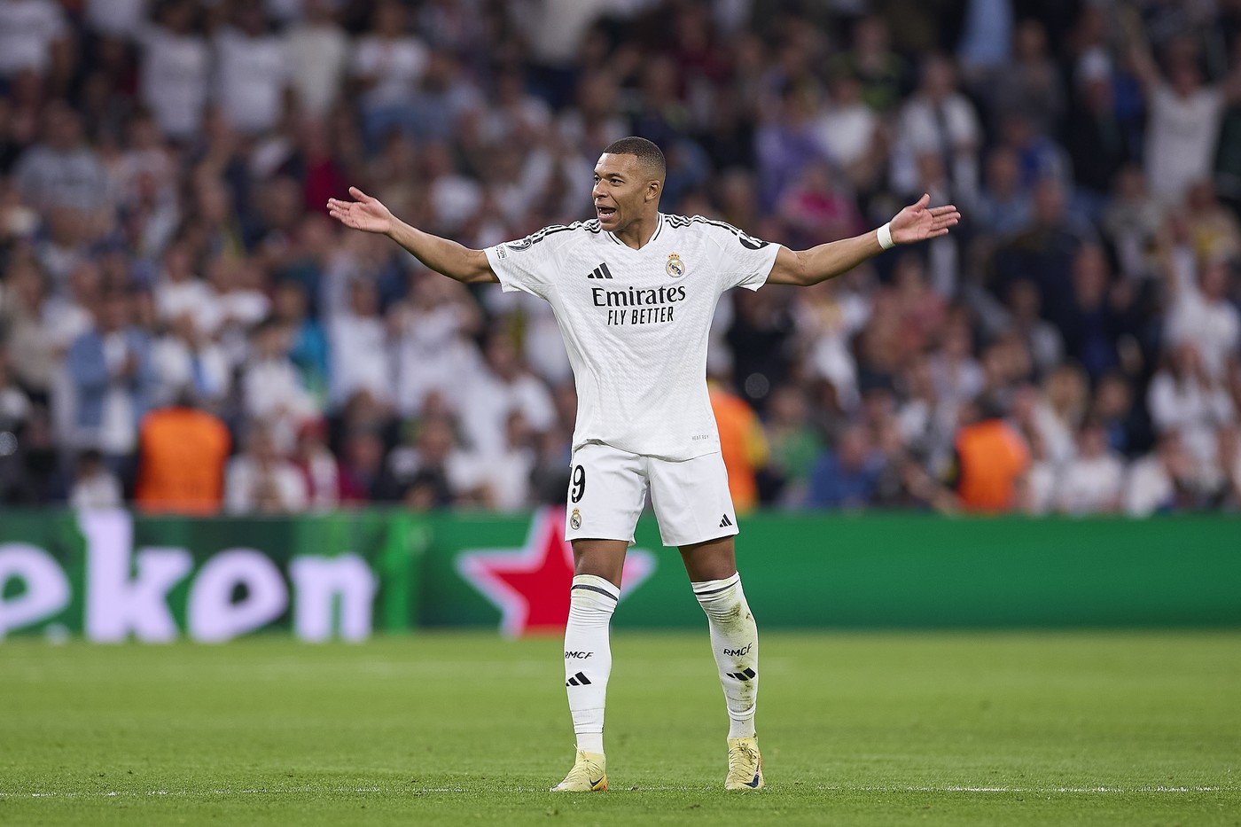 October 22, 2024, Madrid, Spain: Kylian Mbappe of Real Madrid CF gestures during the 2024/2025 UEFA Champions League week 3 football match between Real Madrid CF and Borussia Dortmund at Santiago Bernabeu stadium. Final score: Real Madrid CF 5 : 2 Borussia Dortmund,Image: 925303856, License: Rights-managed, Restrictions: , Model Release: no, Credit line: Federico Titone / Zuma Press / Profimedia