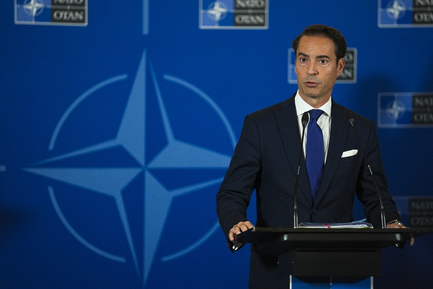 SARAJEVO, BOSNIA AND HERZEGOVINA - OCTOBER 23: Acting Assistant Secretary General for Political Affairs and Security Policy and the NATO Secretary Generalâ€™s Special Representative for the Southern Neighbourhood Javier Colomina makes a speech during the NATO Partnerships 360 Symposium in Sarajevo, Bosnia and Herzegovina on October 23, 2024. Samir Jordamovic  / Anadolu,Image: 925328746, License: Rights-managed, Restrictions: , Model Release: no, Credit line: Samir Jordamovic / AFP / Profimedia