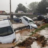 Vehicles in the vicinity of the V-30 after the passage of the DANA and the rise of the Turia riverbed, on October 30, 2024, in Valencia, Valencian Community (Spain). The Comunitat Valenciana has registered the 