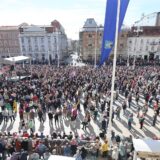 01.10.2024., Zagreb - Na Trgu bana Jelacica odrzan je prosvjed umirovljenika "Protiv siromastva" u organizaciji Bloka umirovljenici zajedno (BUZ). Photo: Patrik Macek/PIXSELL